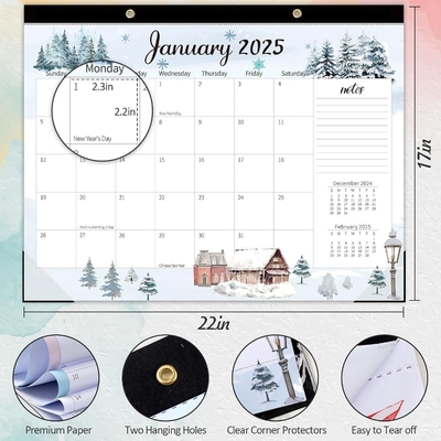 End Month December Custom Wall Calendar Spiral Bound and Customizable